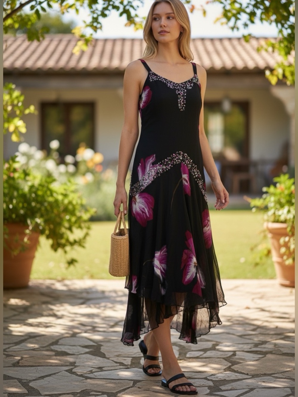 LuLu’s Beautiful Midnight Dress Floral | Fringes | Cocktail | Formal Size XL NWT